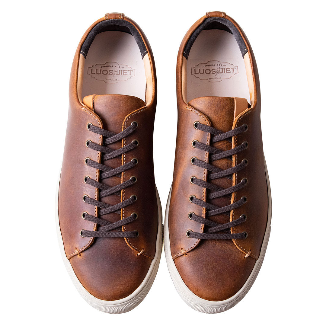 Classic Low -Tops Sneaker - luosjiet®Sneakers -  Brandy Crazy Horse Cowhide