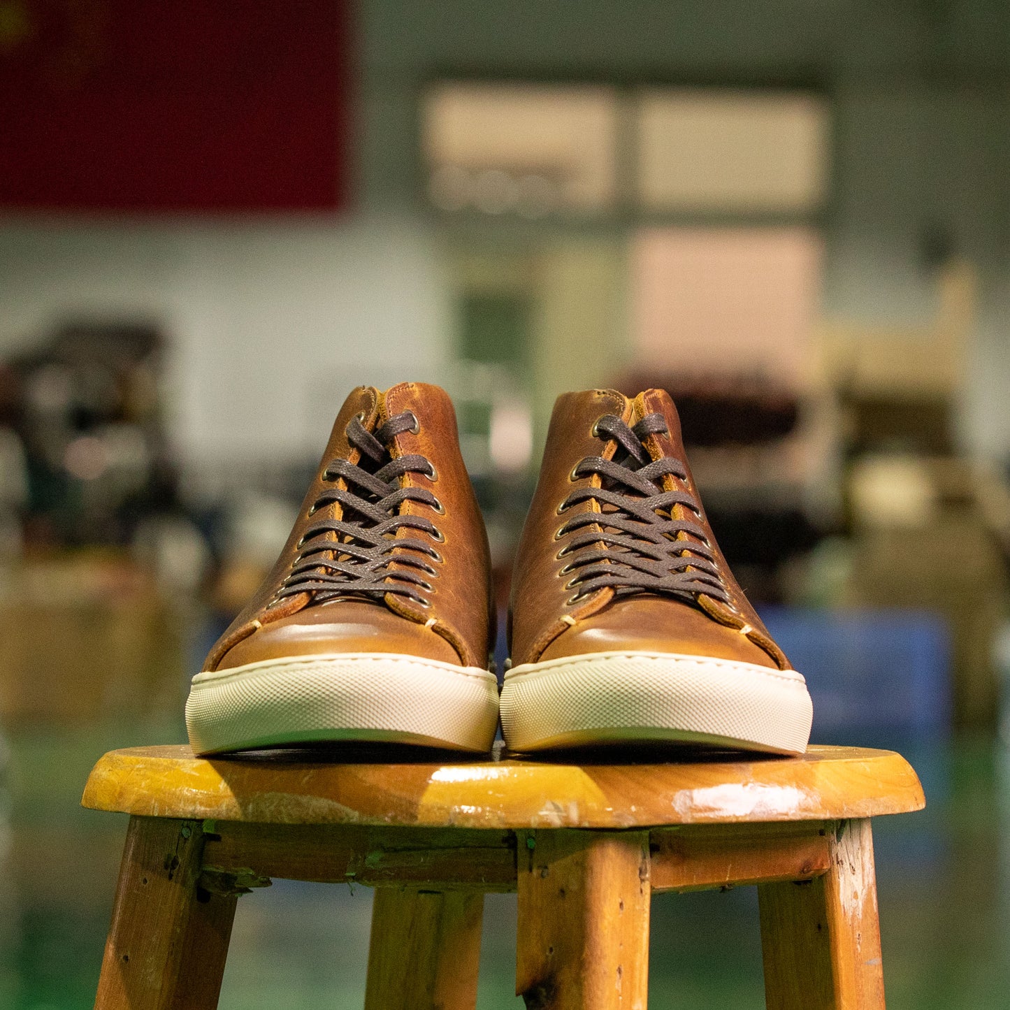 Classic Mid-Tops Sneaker - luosjiet®Sneakers -  Brandy Crazy Horse Cowhide